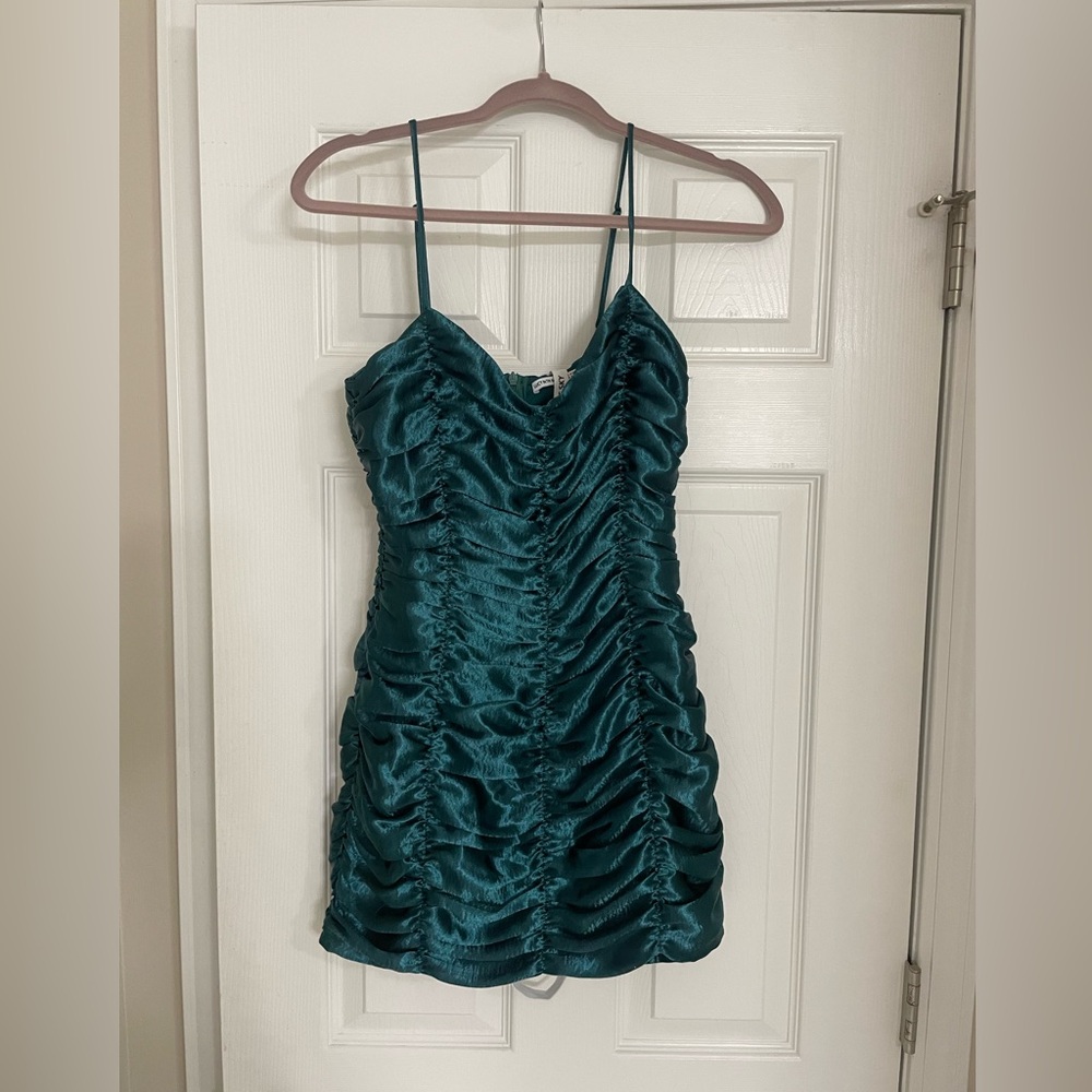 Lucy in the Sky Teal Satin Mini Dress